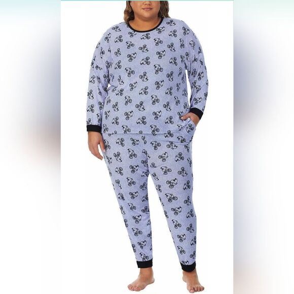 Disney Mickey Mouse 2pc Blue Cozy Long Sleeve Jogger Lounge Pajama Set Size 3X - Picture 3 of 5